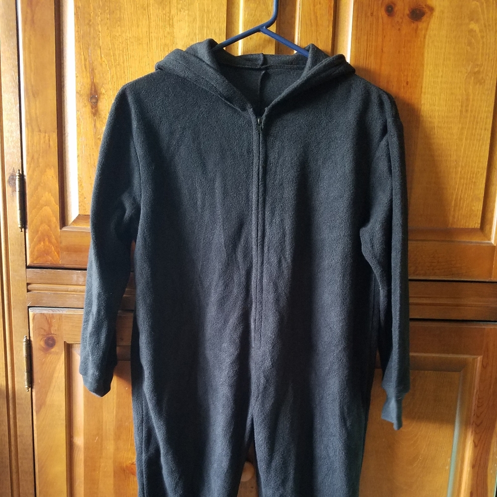 Child's Black Fleece Hooded Jumpsuit (child's small 4-6)